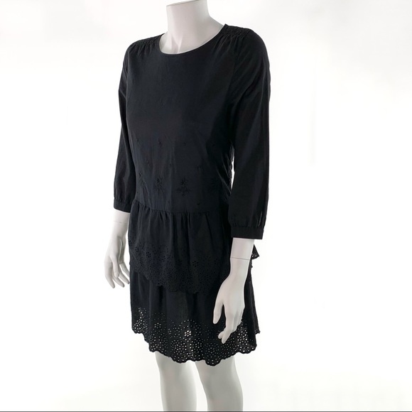 The Great. The Dolly Dress Black Eyelet Cotton - Picture 4 of 14